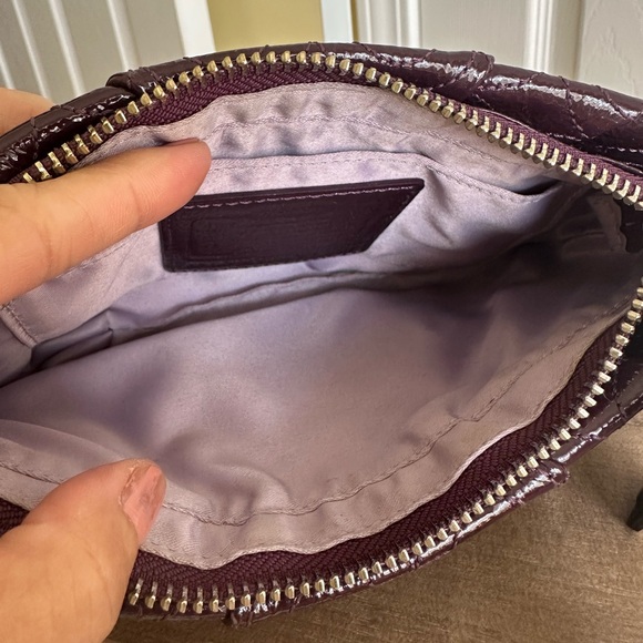 35. Coach Signature Patent Leather Large Wrislet, Dark Purple Color, EUC - Picture 8 of 9